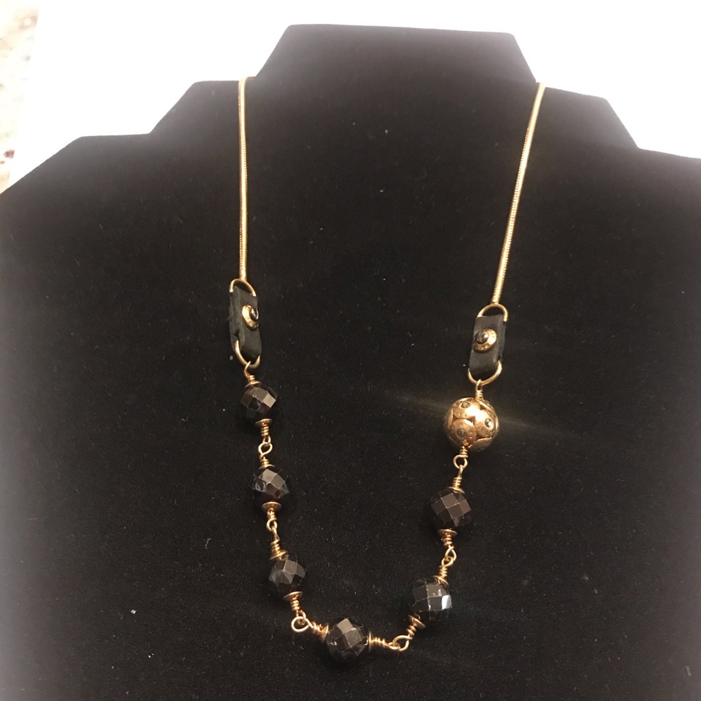 Henri Bendel Rivet Gold & Black Ball Necklace